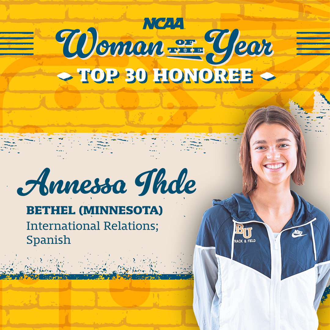 NCAA Division III (@ncaadiii) on Twitter photo ✨ Woman of the Year Top 30 ✨
▶️ Annessa Ihde, <a href="/BethelRoyals/">Bethel Royals</a>
📚 International Relations, Spanish
🏃♀️ #D3tf
▪️ USTFCCCA All-American
▪️ President of Pi Sigma Alpha
▪️ NCAA Elite 90 award winner
▪️ Interned with Jonathan House & worked as legal services intern with Arrive ✨ Woman of the Year Top 30 ✨
▶️ Annessa Ihde, <a href="/BethelRoyals/">Bethel Royals</a>
📚 International Relations, Spanish
🏃♀️ #D3tf
▪️ USTFCCCA All-American
▪️ President of Pi Sigma Alpha
▪️ NCAA Elite 90 award winner
▪️ Interned with Jonathan House & worked as legal services intern with Arrive