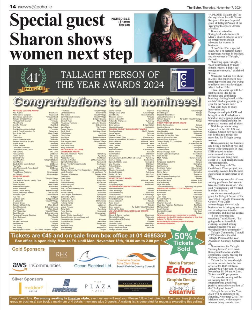 TallaghtComCo's tweet photo. Over 200 worthy nominees on the 2024 Roll of honour for the 41st Tallaght Person of the Year Awards.  ❤️👇👇👇 https://t.co/eVnQxkTdvs