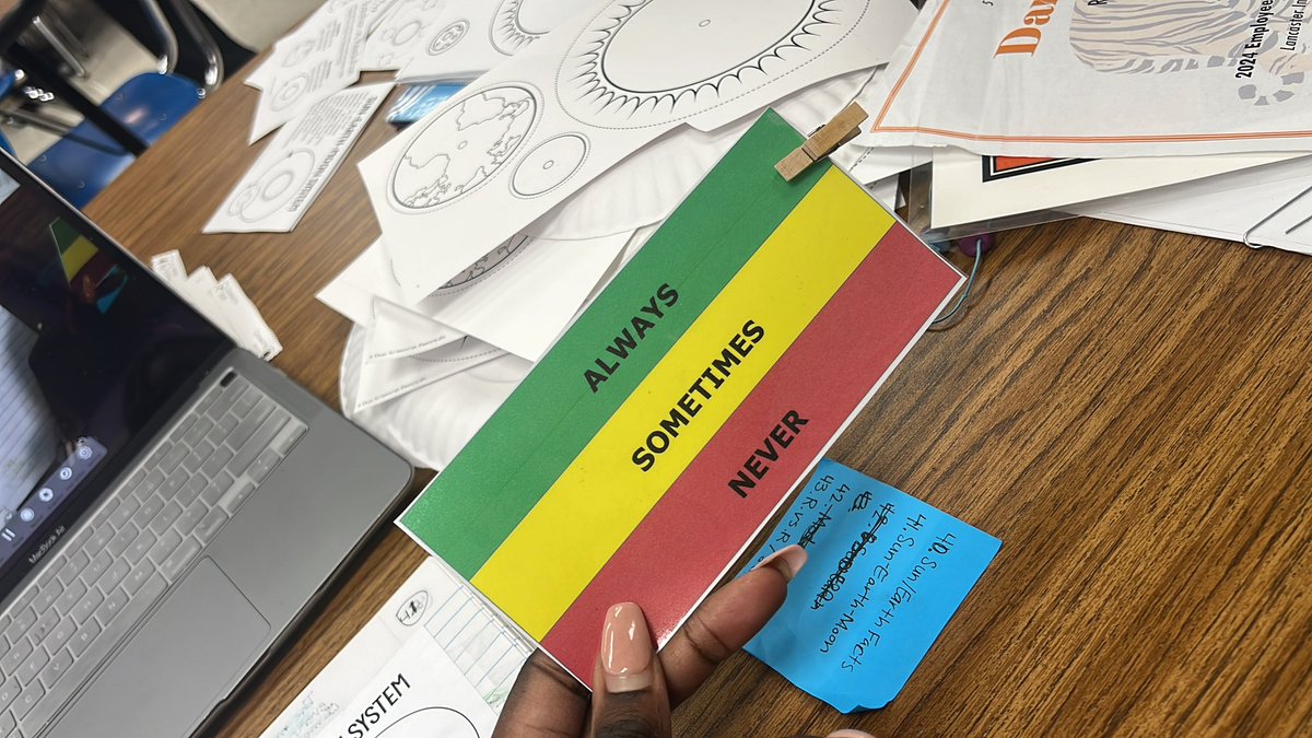 heymisspace's tweet photo. My new favorite pre assessment activity from @Accel_Learn_Inc #stemscopes is Always 🟢, Sometimes🟡, Never🔴. I give students a statement & they clip where they believe is the correct answer. https://t.co/vqLiNN6XMy