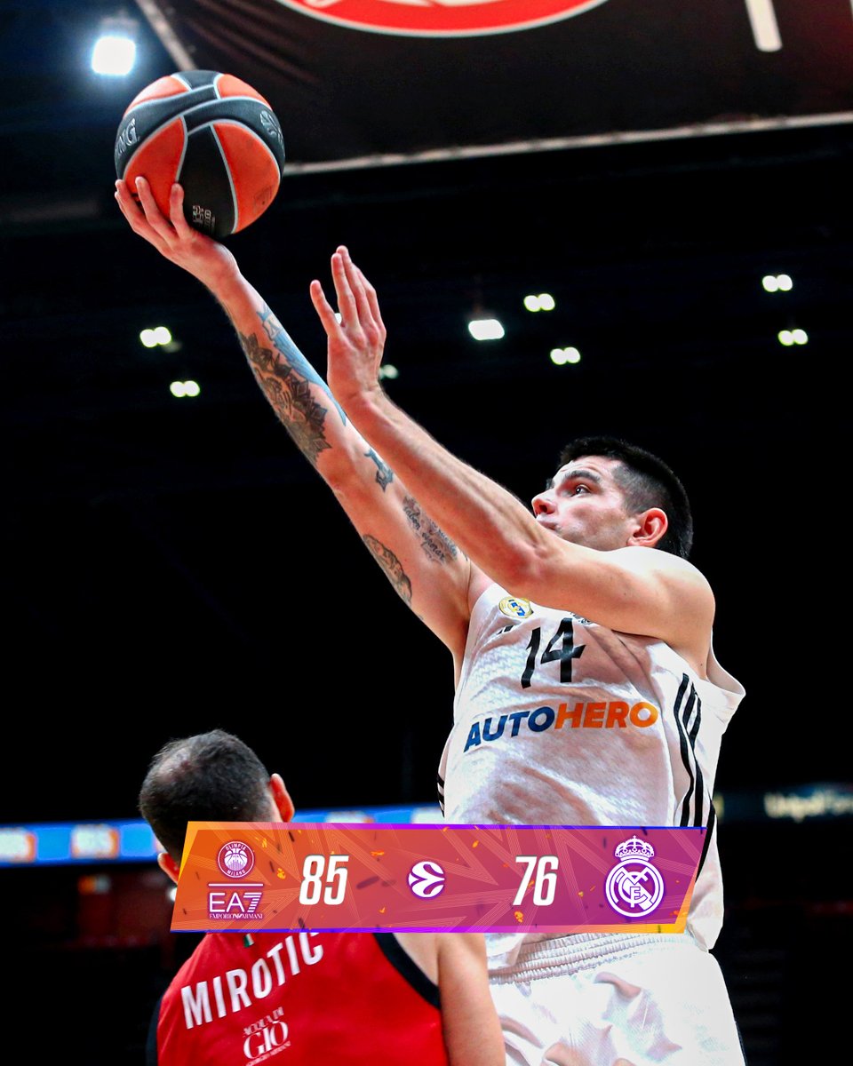 RMBaloncesto's tweet photo. 🏁 FP: @OlimpiaMI1936 85 - 76 @RMBaloncesto
#EuroLeague https://t.co/DVT49bqDFq