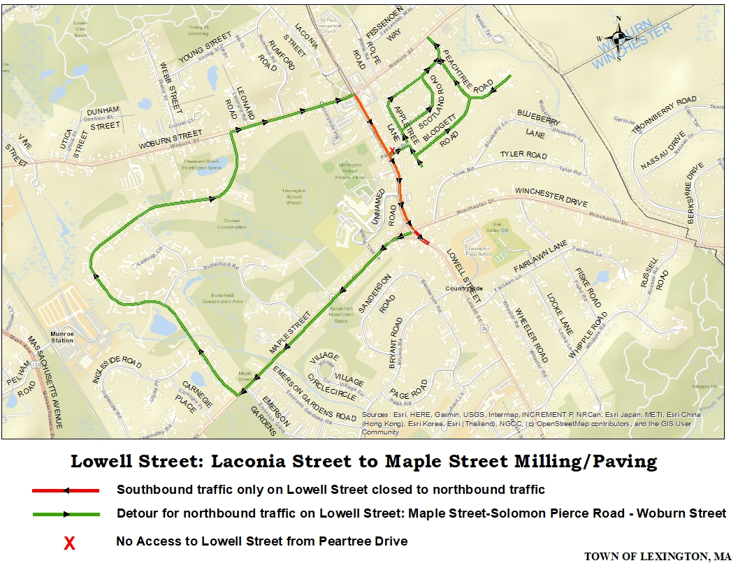 Lowell St paving from Laconia to Maple tomorrow and Saturday. (11/8 &amp; 11/9) Prep at 7am, paving starts at 9am, may finish for the day at 3pm, pick up again Saturday at 9am. NB traffic detoured. See map. <a href="/TownOfLexMA/">Town of Lexington, MA</a> <a href="/LexingtonPolice/">Lexington Police (MA)</a> <a href="/LexpressBus/">Lexpress</a> <a href="/LPSBusUpdates/">Lexington School Bus</a>