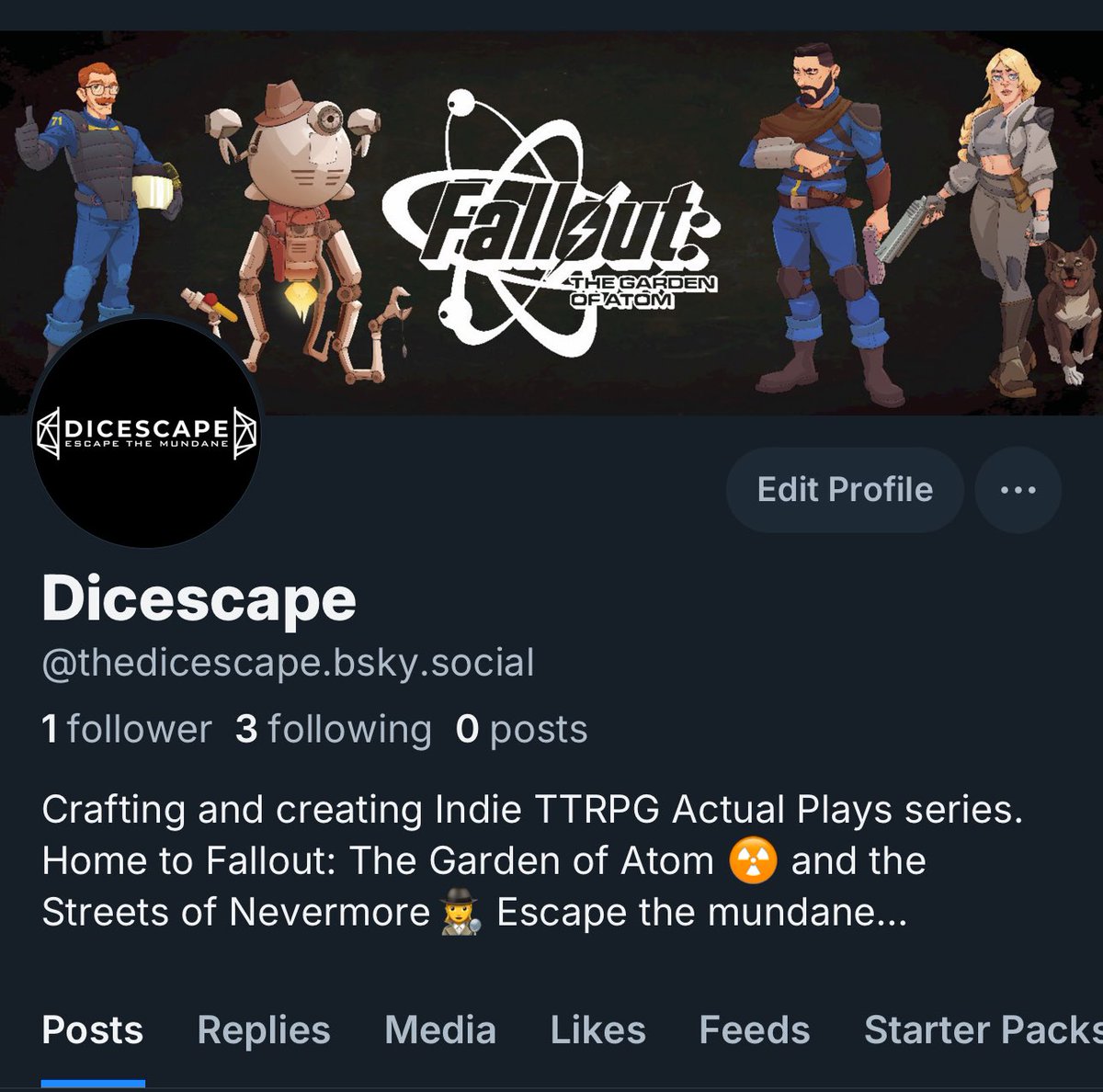 Hey all! We are making the move over to where the skies are blue 🔵☁️ We will share links to our projects here but that will be all moving forward. We hope to connect with folks in the #ttrpgcommunity and #actualplay space over there 🙌

bsky.app/profile/thedic…