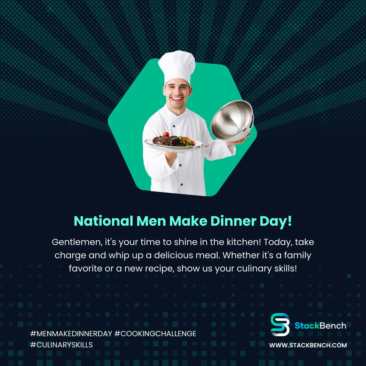 stackbench's tweet image. National Men Make Dinner Day!

Gentlemen, it's your time to shine in the kitchen! 🍳 Today, take charge and whip up a delicious meal. Whether it's a family favorite or a new recipe, show us your culinary skills!

#MenMakeDinnerDay #CookingChallenge #CulinarySkill