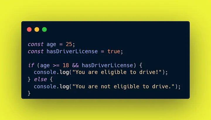 Nadi_Jami's tweet photo. That's amazing when you figure out how Boolean logic powers JavaScript decisions!
The `&amp;&amp;` operator checks if both conditions are true, `||` checks if either is true, and `!` flips true to false or vice versa. 
@CodeToInspire
@E_Ehrari
@f_forough https://t.co/L0Ez03ZkuS