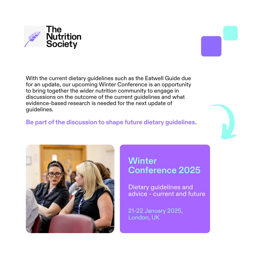 Winter Conference 2025: Symposium One looks at the current #Eatwellguide and other #dietaryguides. The full programme is available on our website.

📅21-22 January 2025
📍London.

Register now. bit.ly/4d7UtAR  

#nutrition