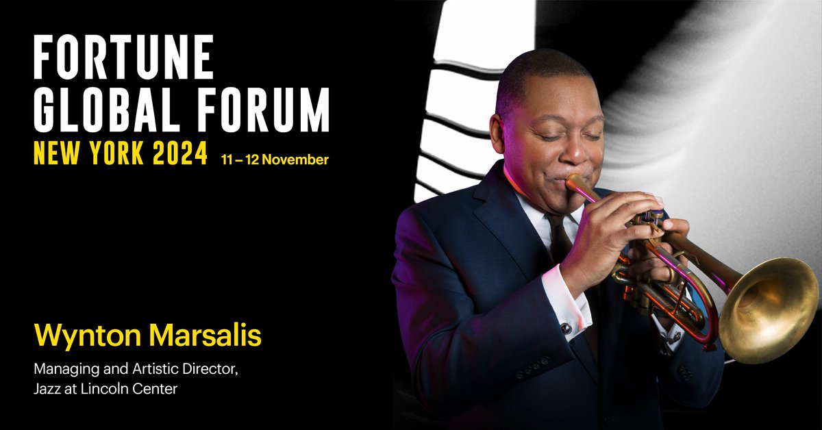 FORTUNE (@fortunemagazine) on Twitter photo The #FortuneGlobalForum is excited to welcome <a href="/wyntonmarsalis/">Wynton Marsalis</a>, Managing and Artistic Director at <a href="/jazzdotorg/">Jazz at Lincoln Center</a>, to our conference on Nov. 11–12.
See our full list of speakers here 👉 trib.al/3DLrfRu The #FortuneGlobalForum is excited to welcome <a href="/wyntonmarsalis/">Wynton Marsalis</a>, Managing and Artistic Director at <a href="/jazzdotorg/">Jazz at Lincoln Center</a>, to our conference on Nov. 11–12.
See our full list of speakers here 👉 trib.al/3DLrfRu