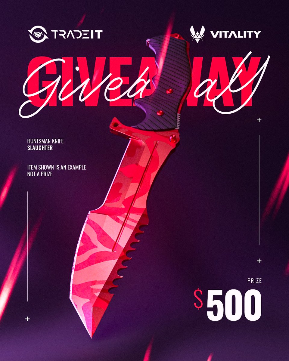 To celebrate our renewal with <a href="/tradeit_gg/">Tradeit</a> 🤝

Win a Huntsman Knife Slaughter worth $500 💰

✅ Follow @Tradeit_gg &amp; TeamVitalityCS
✅  RT &amp; Like this post

DRAW 14/11 GLHF