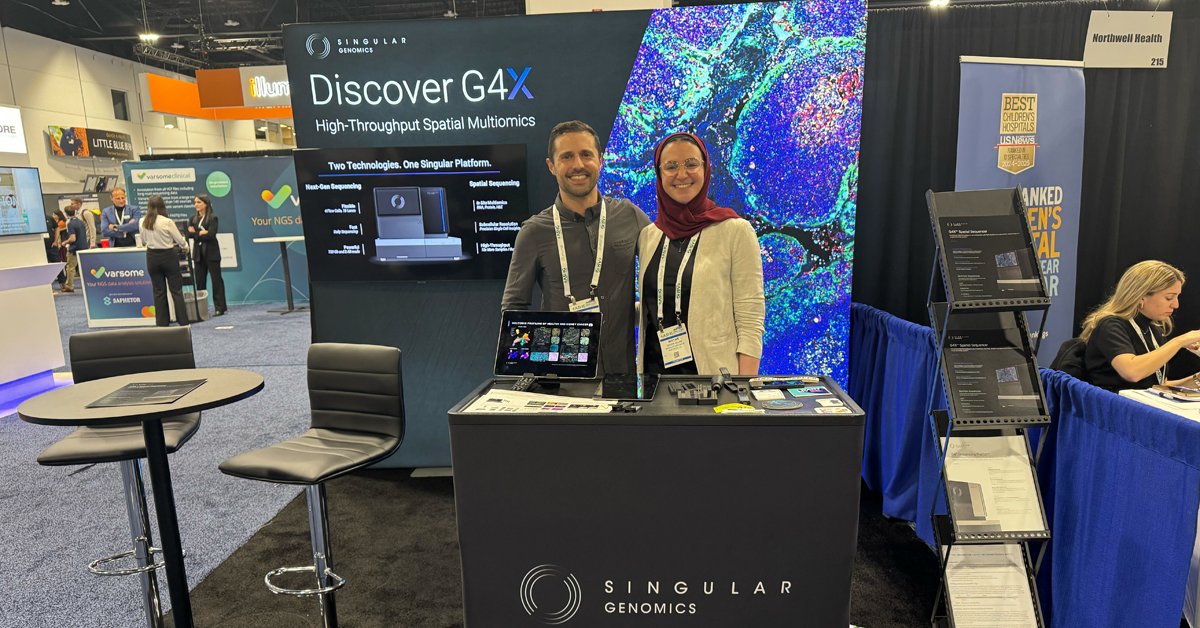 SingularGenomic's tweet image. We had an incredible day at #ASHG24 yesterday! We’re back today and ready for more! Visit us at Booth #213 to meet our spatial and genomic experts, explore the G4X Spatial Sequencer, and discover how our technology can drive your research forward.