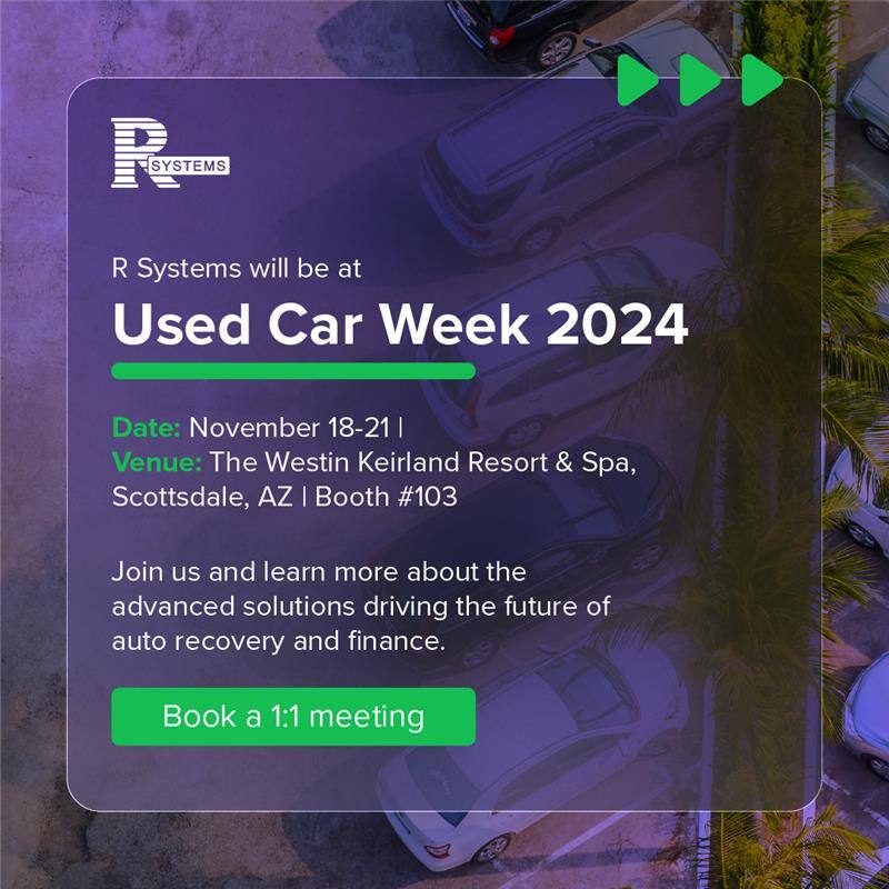 RSystems_Inc's tweet image. Join #RSystems at #UsedCarWeek2024 from November 18-21 and learn how #advancedtech and solutions are redefining #autorecovery and #finance. 
Let’s catch up and unlock business efficiency, compliance, and growth together! 

Click the link to learn more: hubs.li/Q02Xghh30