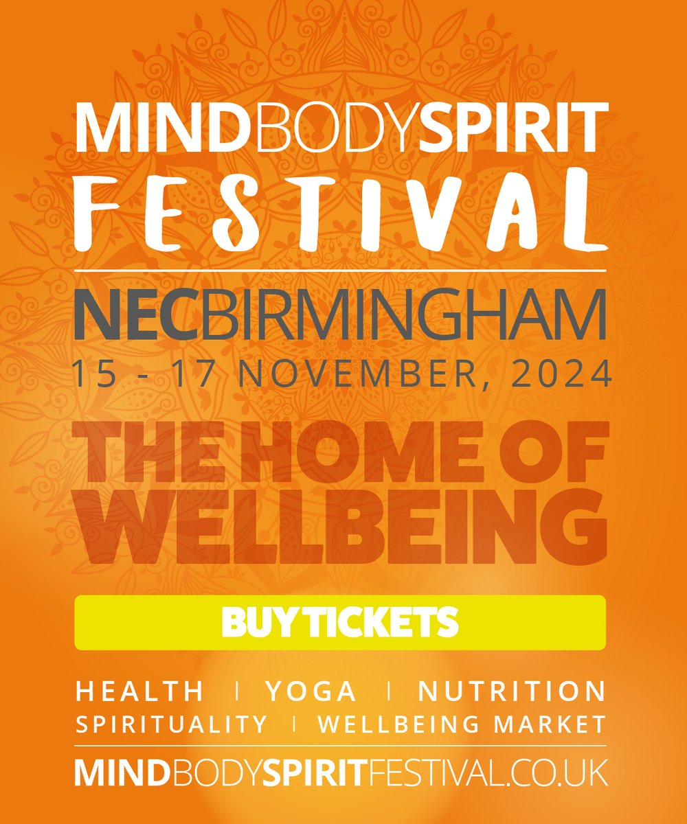 From 15 – 17 November, we’ll be at the Mind Body Spirit festival at the National Exhibition Centre in Birmingham. 

Find out more or book tickets for the event: mindbodyspiritfestival.co.uk/Birmingham

Use code 25EXHNECFAMILY for 25% off standard one day entry tickets.

#MindBodySpiritFestival