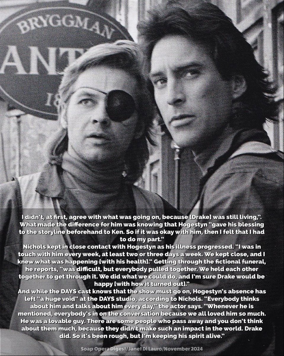 daysclassics's tweet photo. Stephen Nichols shares that filming John’s demise was “the hardest thing I’ve ever done.”

💔💔

(Soap Opera Digest/November 2024)

#daysofourlives #days #DOOL https://t.co/s7eBuxljfb