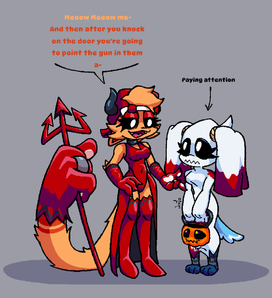 MiojoBLINDADO_'s tweet photo. 😈👻 I'm definitely not posting this late...

Ehhh... Halloween stuff, I'll do some more related stuff to make up for the delay 😅

#FrowningNightFunkinAU #FNF #Catfeine #FNFCatfeine #Dogpressed #FNFDogpressed #halloween2024 https://t.co/aWKYLqo6VS