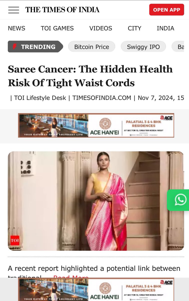 AlphaVictorVA's tweet photo. Saree Cancer : A new Cancer to Defame Hindu Culture…

The Indian women have been wearing Saree for eternity and now this has become a cause of great concern for Elite Woke People. 

Toilet Paper @TOIIndiaNews has now started a campaign to dissuade Hindu Women from wearing Saree under the pretext of a fictional report. 

TOI must shamed.. 

Share this maximum please 🙏🏼