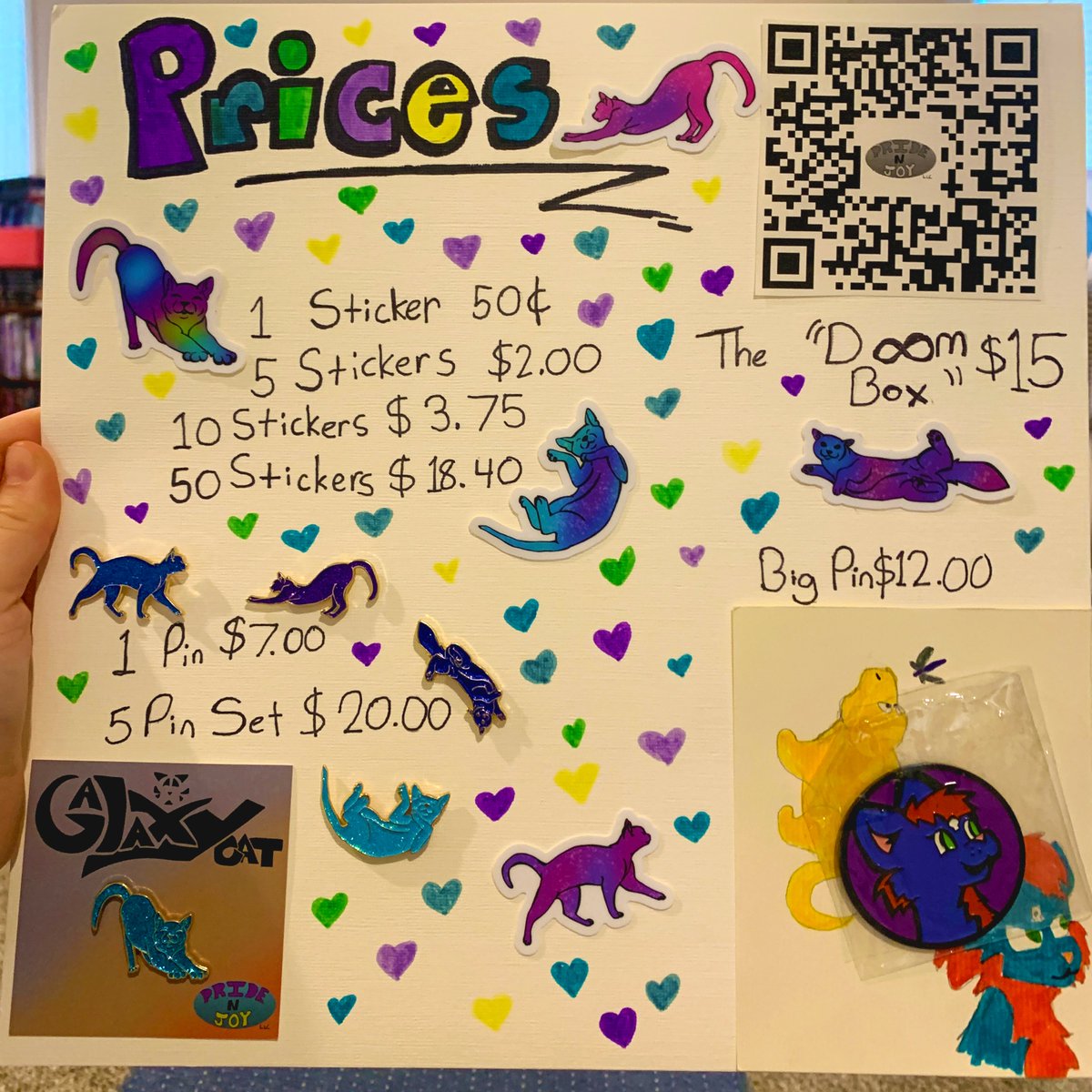 projectwildskye's tweet photo. Selling at a craft show on Saturday! Come buy some pins and stickers in person! Or use the QR code to buy on my website! 
Hillside United Methodist Church: 6100 Folks Rd, Horton, MI 49246

#enamelpins #enameljewelry #pincollection #pins #cats #artshop #stickerart #stickers https://t.co/QljBflE5gG