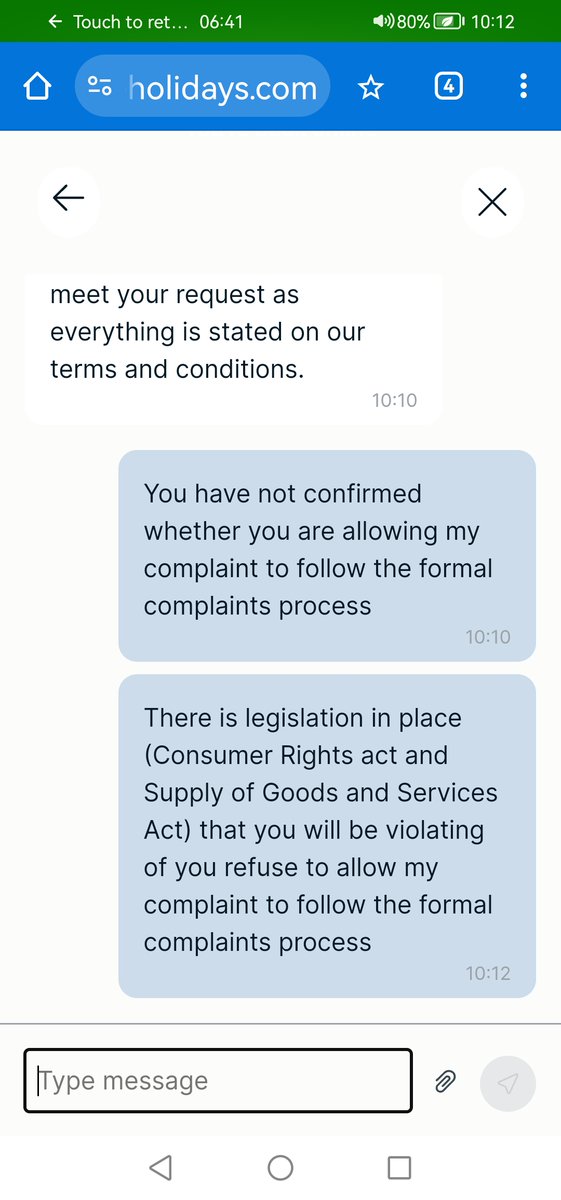 Wastecard's tweet photo. @loveholidays Stay away from @loveholidays!! They will refuse refunds and will not allow your complaints to go through the formal complaints process!! Here is an example of this on their live chat this morning! DM me if this has also happened to you. Repost and share! https://t.co/A4pVAjYnBs
