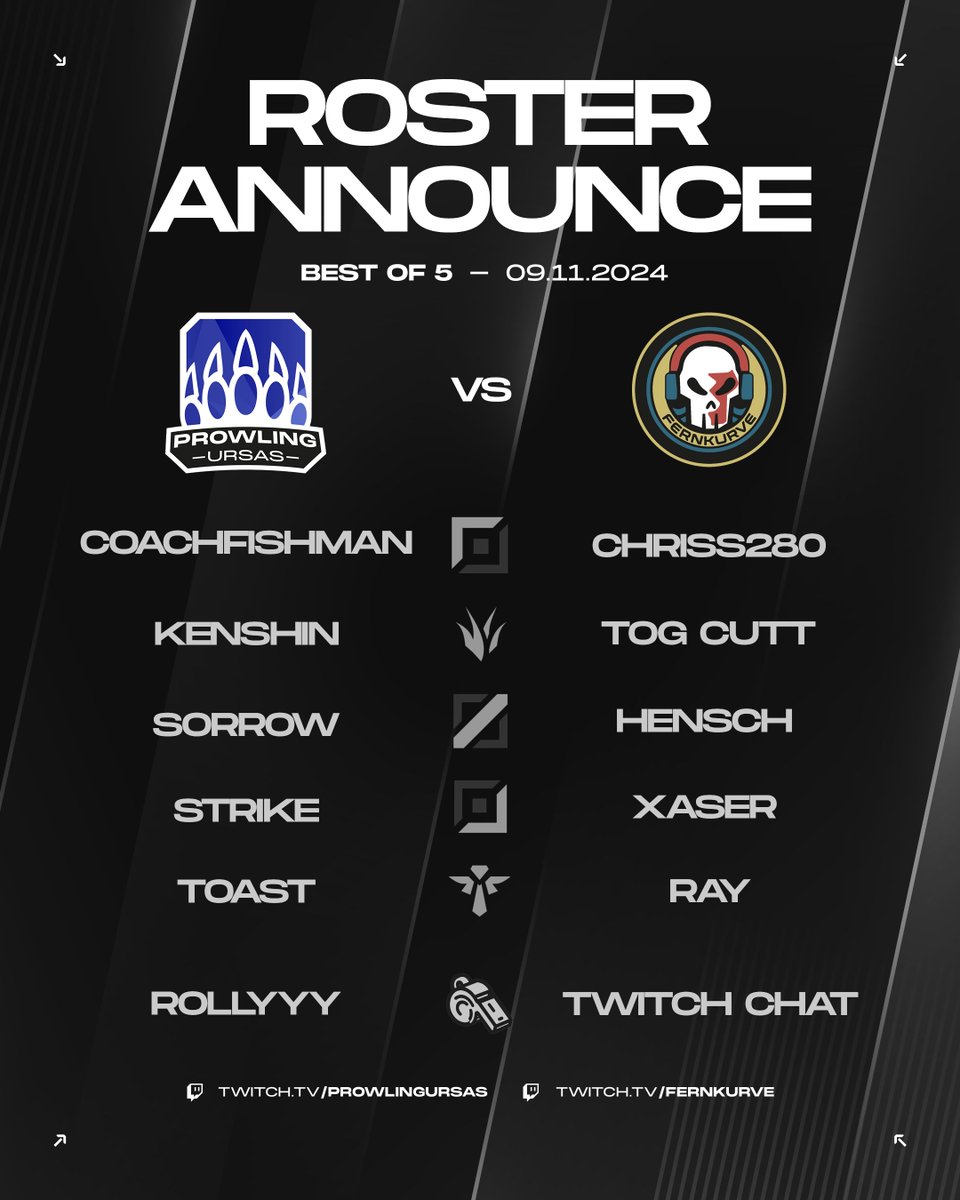 Natürlich brauchen wir für Samstag ein Roster.
5 Top Talente der League Szene haben sich wieder einmal zusammengefunden um diesen komischen Bären zu zeigen wer hier besser ist!