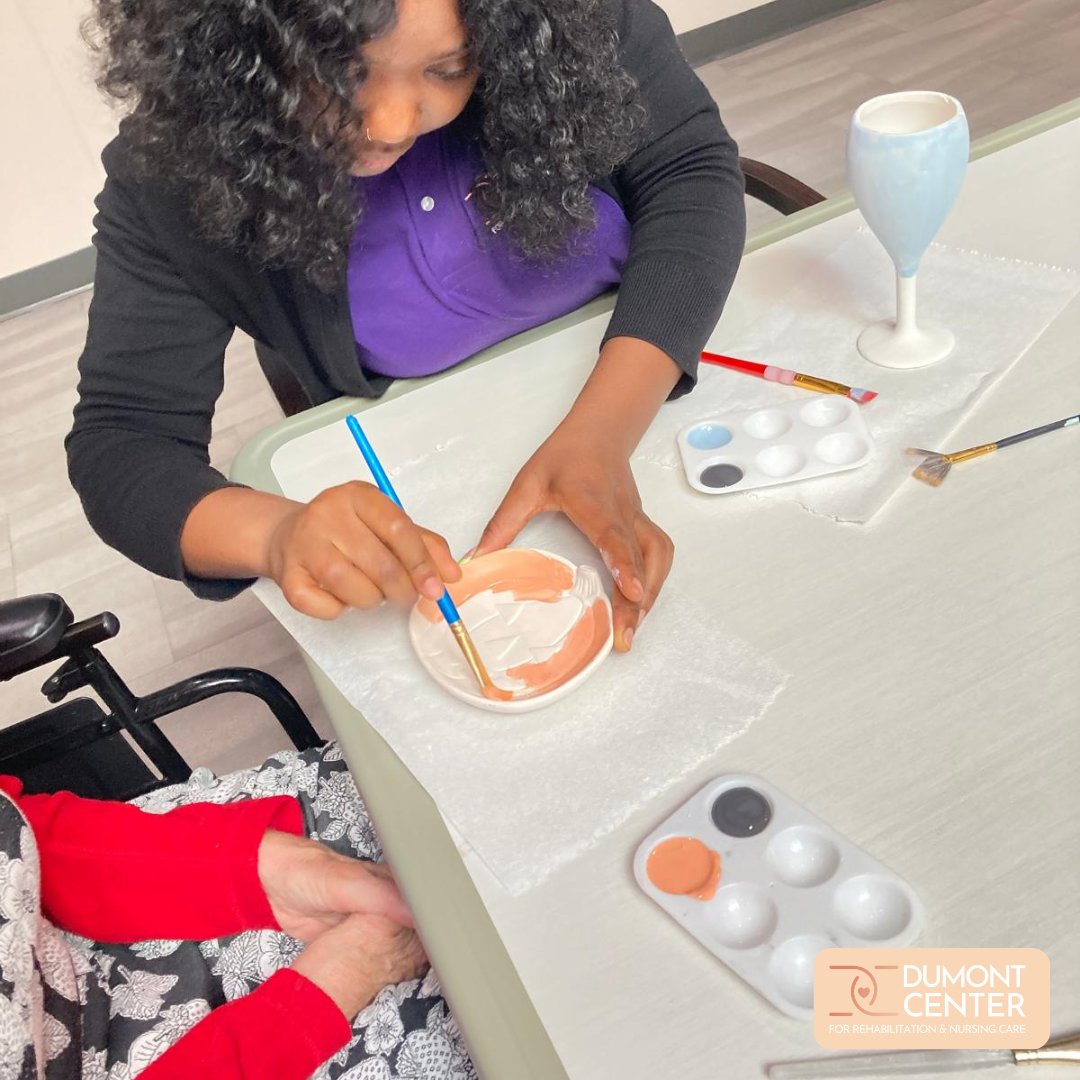 DumontCenter's tweet image. Our latest ceramics session was a spooky success with a fun Halloween theme! 🎃 Residents got creative with their designs, bringing a touch of festive flair to their masterpieces. 👻🖌️ #HalloweenFun #CreativeResidents #CeramicsClass #FestiveArts #ResidentJoy