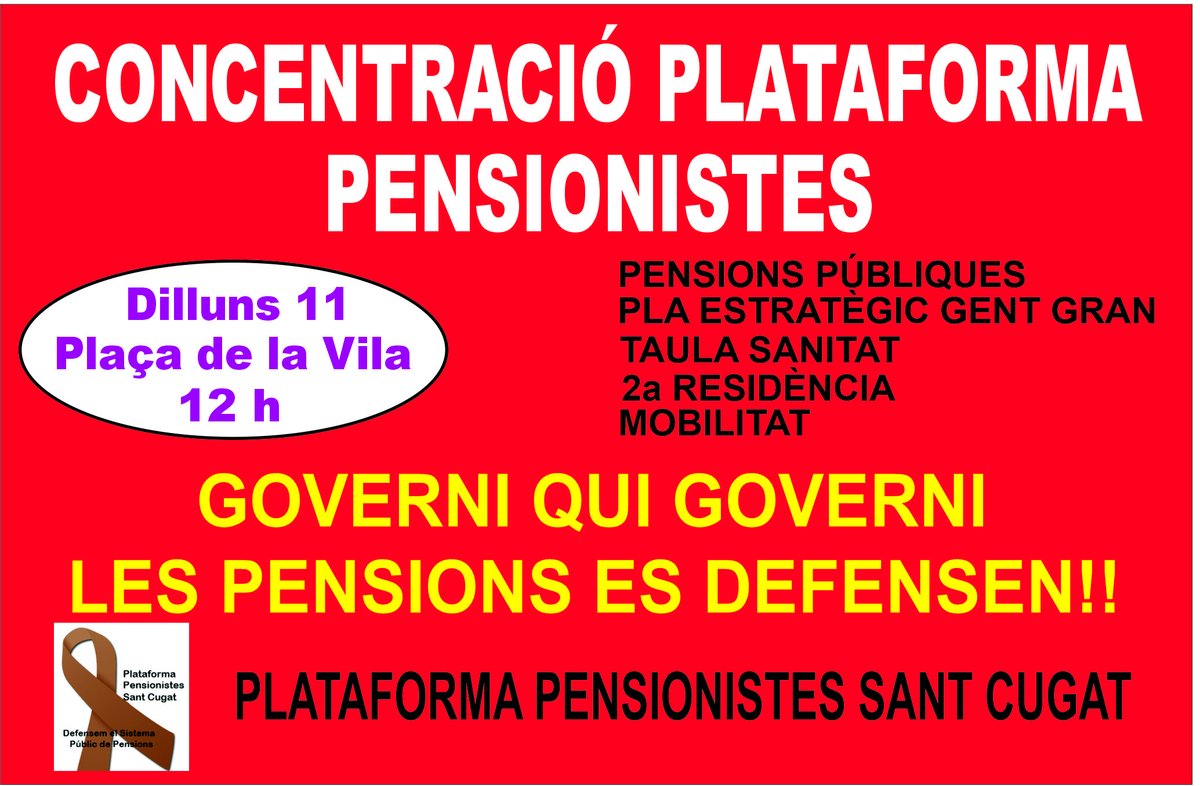 Dilluns 11, pròxima concentració pensionista.