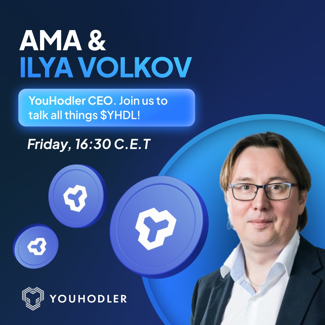 YouHodler (@youhodler) on Twitter photo Attention Hodlers!!!
Tomorrow (the 8th of Nov.) we will host an AMA on Discord with our fantastic CEO <a href="/Ilya_YouHodler/">Ilya Volkov (YouHodler)</a> !
Join us at 4.30PM CET on the link below to get some Youhodler ALPHA and learn more about the upcoming $YHDL token!
discord.com/events/1285997…
#YHDL #YouHodler #AMA Attention Hodlers!!!
Tomorrow (the 8th of Nov.) we will host an AMA on Discord with our fantastic CEO <a href="/Ilya_YouHodler/">Ilya Volkov (YouHodler)</a> !
Join us at 4.30PM CET on the link below to get some Youhodler ALPHA and learn more about the upcoming $YHDL token!
discord.com/events/1285997…
#YHDL #YouHodler #AMA