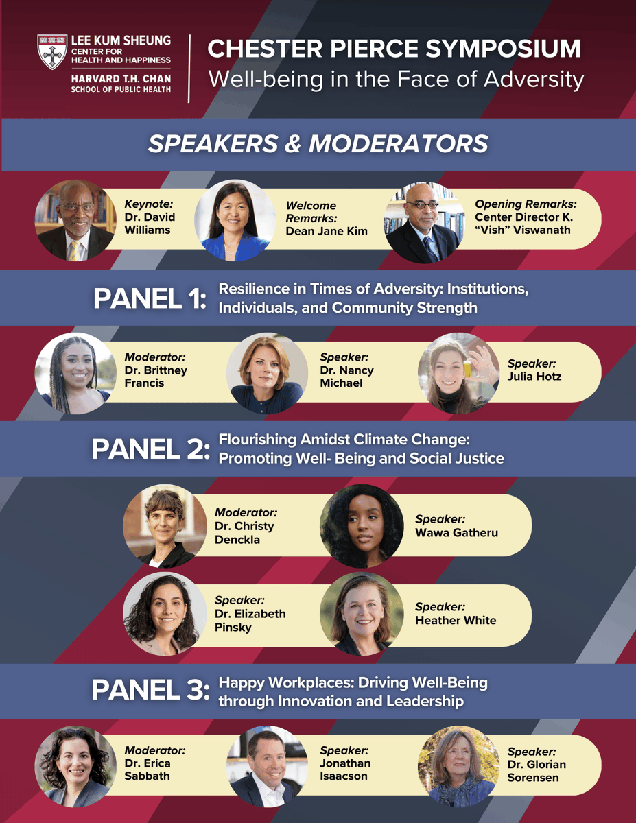 Next Tuesday, the Center will hold our Inaugural Chester Pierce Symposium, showcasing 13 extraordinary speakers and moderators. If you'd like to attend this once-in-a-lifetime event in person, please RSVP here before 2 PM EST tomorrow: harvard.az1.qualtrics.com/jfe/form/SV_3D…
<a href="/HarvardChanSPH/">Harvard T.H. Chan School of Public Health</a>