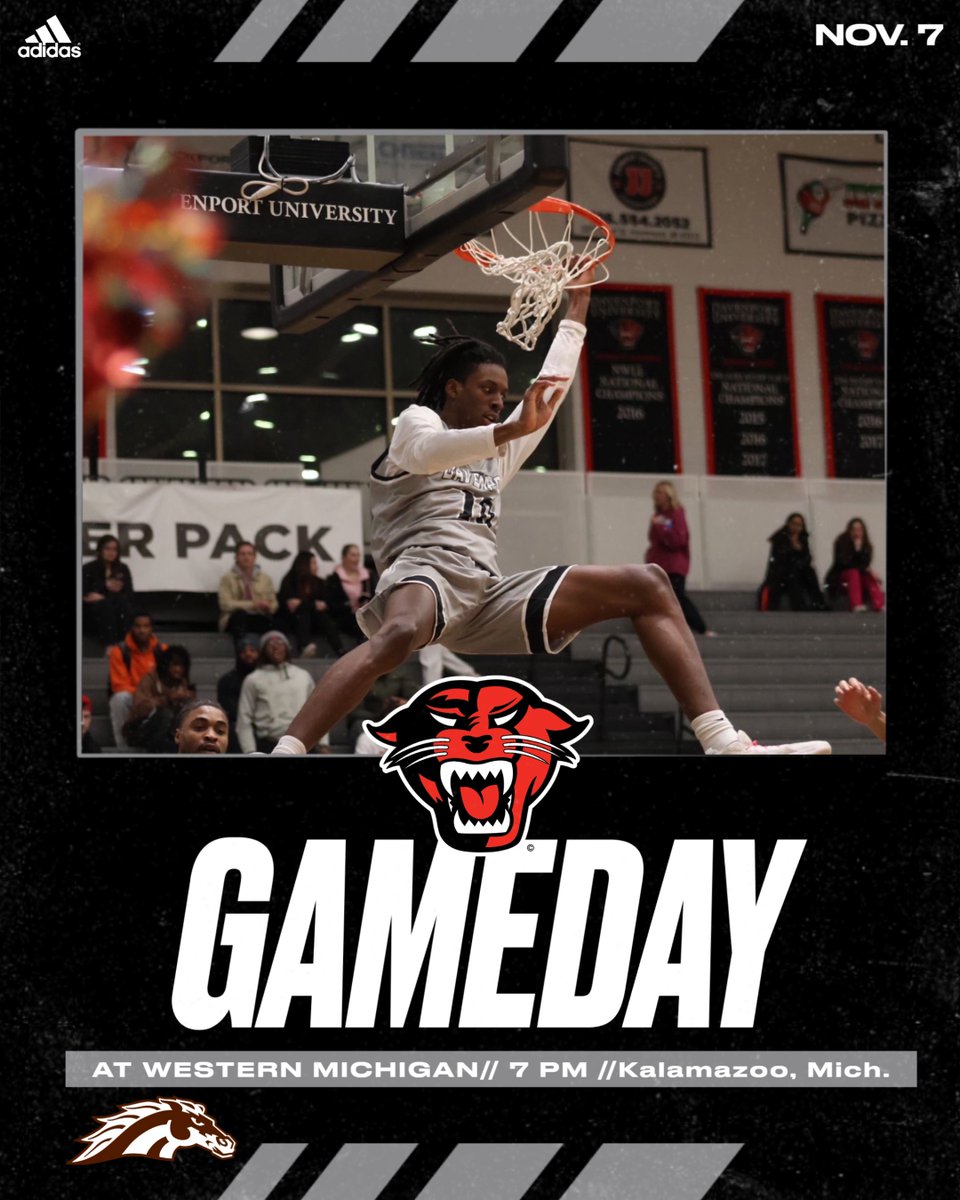 Men's Basketball Gameday

The Panthers head to Kalamazoo for an exhibition with Western Michigan. Tipoff is slated for 7 PM.

📊 : stats.statbroadcast.com/broadcast/?id=…
📺: wmubroncos.com/watch/

#DUWork
<a href="/DU_MensBBALL/">Davenport Men's Basketball</a>