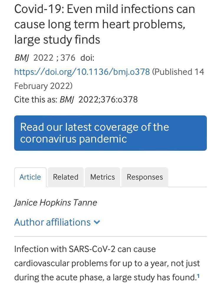 Those who were infected by C0VlD had a 
* 72% ⬆️ risk of heart failure
* 63% ⬆️ risk of heart attack
* 52% ⬆️ risk of stroke compared with controls.
😵 This was regardless of age. 

But we’re all just letting it infect us repeatedly 🤷‍♂️ 

buff.ly/3rLyvhQ