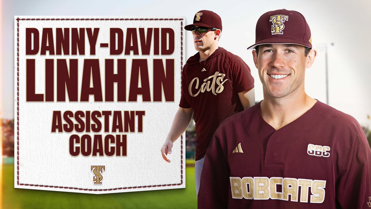Bobcats complete their staff with the hiring of Danny-David Linahan from the Minnesota Twins.

📰: bit.ly/3CuoSf2

#EatEmUp #SlamMarcos x <a href="/DDLinahan/">Danny-David Linahan</a>