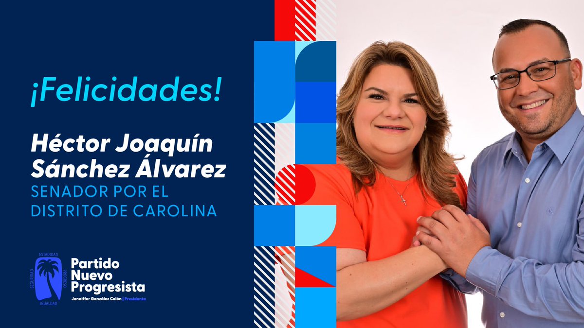 ¡Ganó el Distrito de Carolina!

¡Felicidades a <a href="/HectorJoaquinS3/">Hector Joaquin Sanchez Alvarez</a>, Senador por el Distrito de Carolina! 🎉

Héctor Joaquín trabajará con dedicación para llevar progreso y oportunidades a cada comunidad de su distrito.

¡#GanóPuertoRico! 🇺🇸🇵🇷