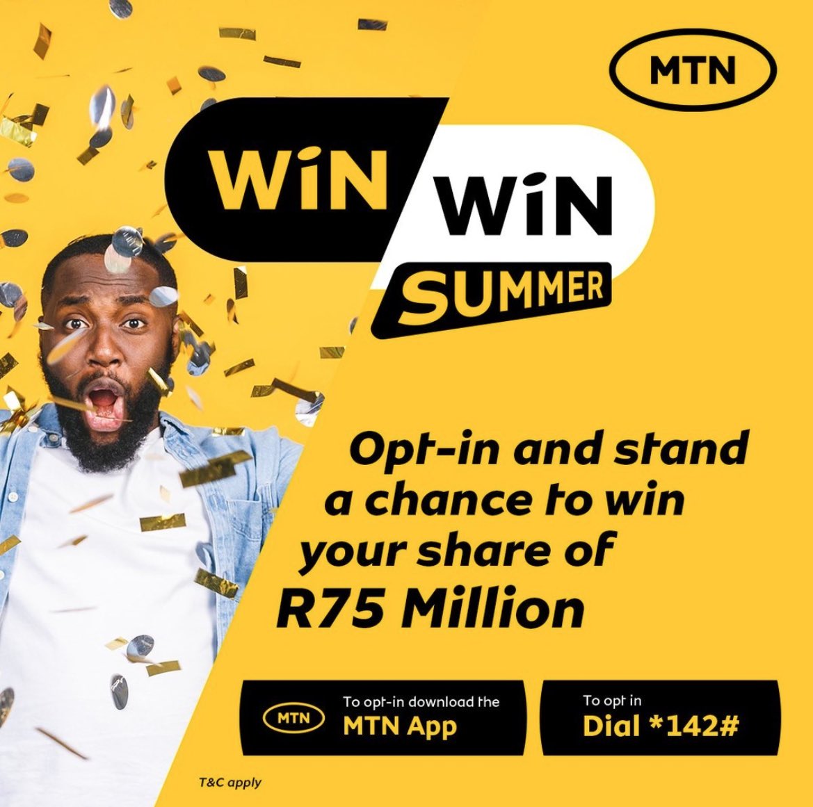 Jabu_Macdonald's tweet image. 17 Weekly WINNERS take home
R300,000 with MTN's
#WINWINSummer! Dial *142# or opt in on the MTN app, buy 1GB, and you're in! Don't miss your shot at R75 million in prizes! #SummerTour #MTNSummer @MTNza