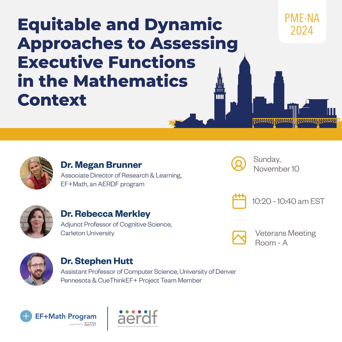 📢 Attending <a href="/PME_NA/">PME_NA</a> in Cleveland?

Join <a href="/aerdf/">Advanced Education Research & Development Fund</a>'s program EF+Math on Nov 10, 10:20 AM ET for "Equitable &amp; Dynamic Approaches to Assessing Executive Functions in Mathematics Context"  <a href="/MeganBrunner3/">Megan Brunner, PhD</a> <a href="/rebeccammerkley/">Rebecca Merkley</a> <a href="/StephenHutt/">Stephen Hutt</a>