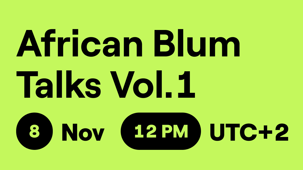 blumcrypto's tweet photo. Blum is officially launching the South African community 🇿🇦✨

To kick things off, join us for our first-ever Web3 Adoption in Africa AMA!

Special guest: Yaliwe Mlambo — Chairperson of the United African Blockchain Association 🚀

🗓️ When? Nov 8th, 12:00 (UTC+2)
📍 Where? https://t.co/Q0HCuck0lr

Ask the best question and win 2,000 Blum Points + 30 USDT <3