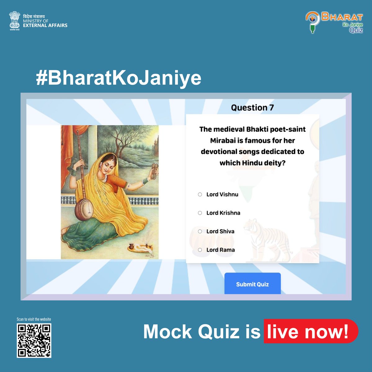 cgisaopaulo's tweet image. O #BharatKoJaniye Mock Quiz está no ar agora! Escaneie o código QR para responder a perguntas divertidas sobre a Índia!
#incredibleindia #KnowledgeTest #BharatKoJaniye2024 #BharatKoJaniyeQuiz #BharatKoJaniye #KnowIndiaQuiz #IndiaIQ