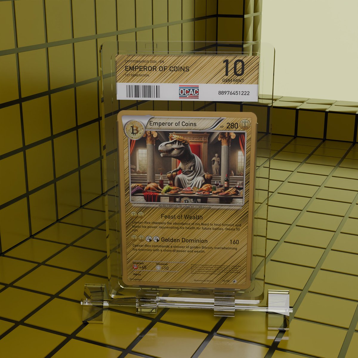 st4rfcuk's tweet photo. "Emperor of Coins" Graded Collection Card  🦖 

#Bitcoin #Ethereum #Blockchain #NFT #NFTCommunity #nftcollector #crypto #blender #gimp #TCG #opensea https://t.co/wgpmaH9WaF