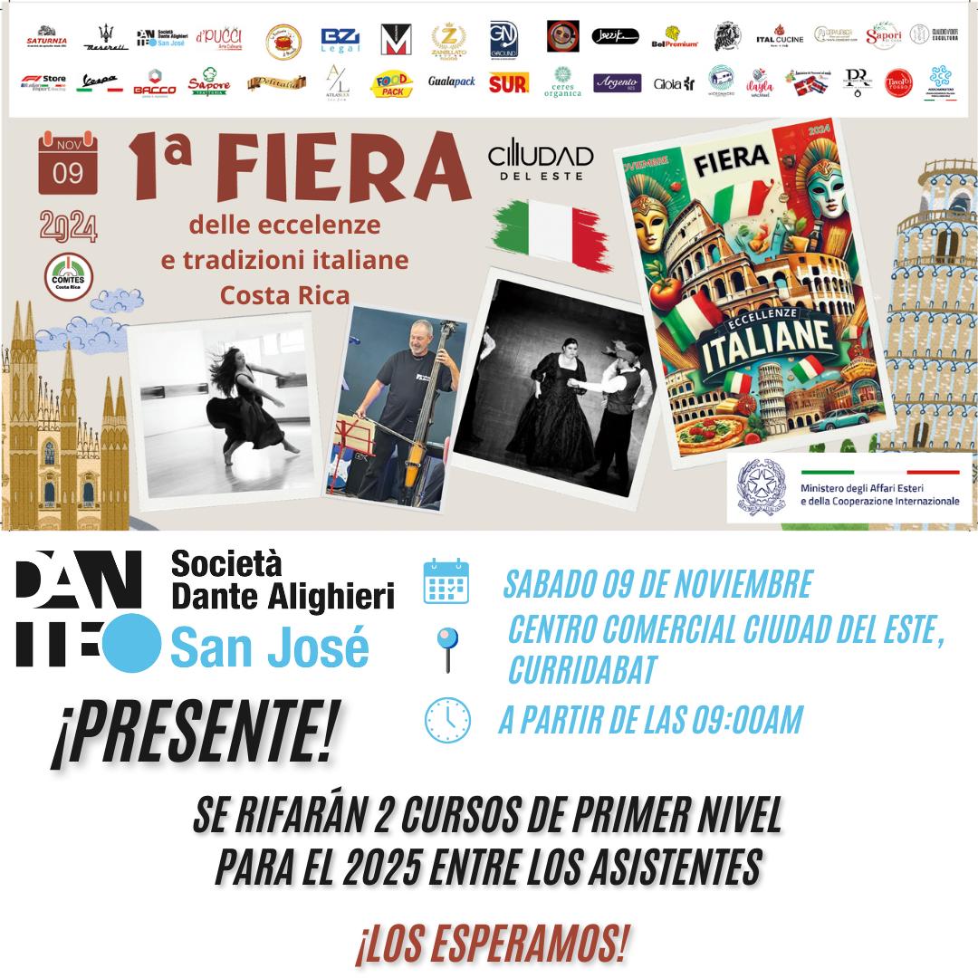 comitescr's tweet photo. 📢 ¡Último Momento! 📢
🎉 ¡La 1ª Feria de Excelencias y Tradiciones Italianas en Costa Rica ya está aquí! 🇮🇹✨
 
🩵 Dante Alighieri San José estará presente y rifará 2 cursos de primer nivel para el 2025 entre los asistentes. ¡No te lo pierdas!
 #Italia #EventosCostaRica https://t.co/lD0zG6pduO