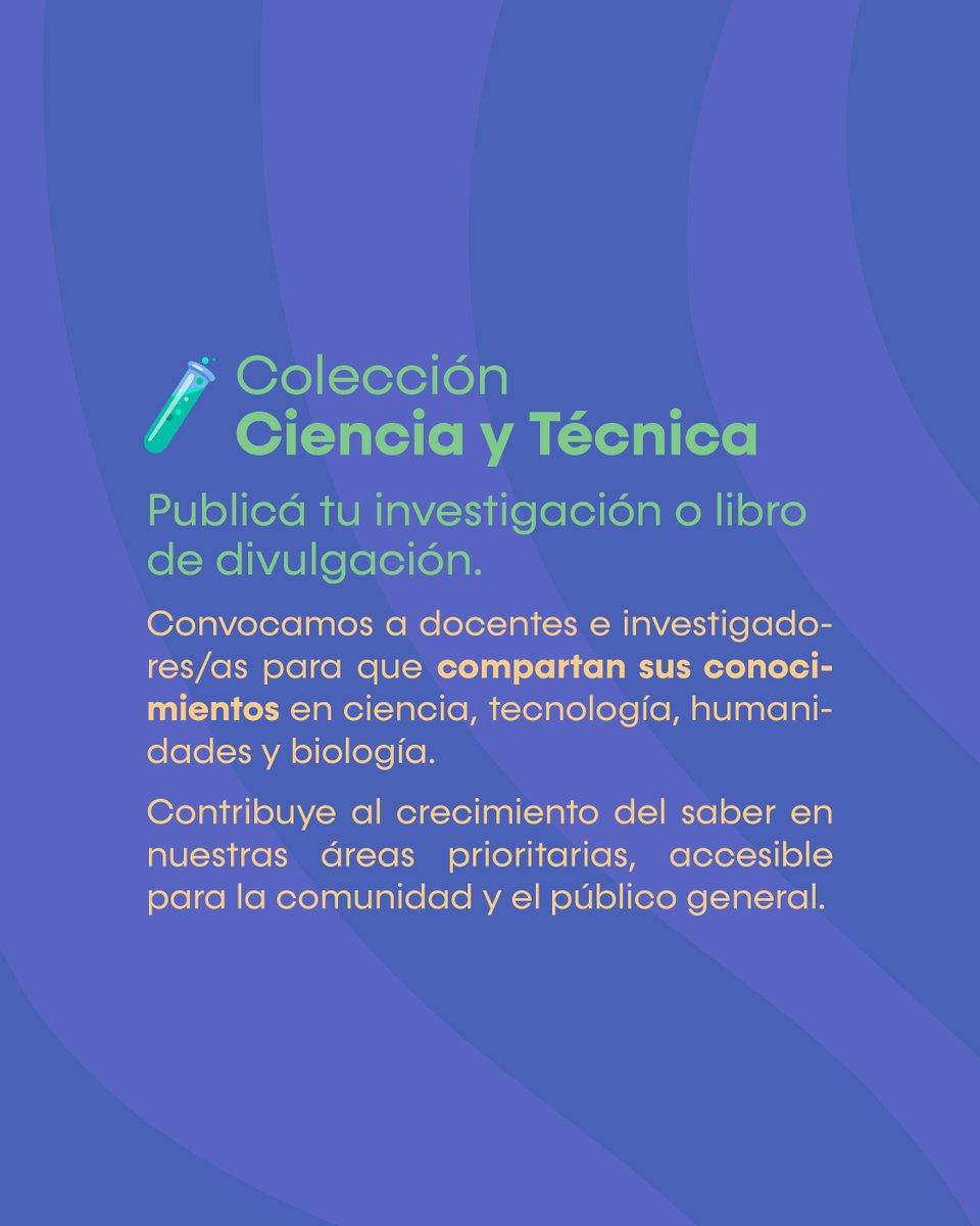 unneargentina's tweet photo. La editorial de la #UNNE abrió la convocatoria PUBLICAR 2025 📚👏

La Convocatoria Publicar es una iniciativa de la Editorial de la Universidad Nacional del Nordeste (EUDENE) en busca de aportar al desarrollo, producción y divulgación del conocimiento, en la dinámica de interacción de lo local con lo global.

Es una propuesta abierta a la comunidad universitaria y de autoras/es del campo cultural, que les permite divulgar sus trabajos en formato físico y electrónico.

Hasta el 30 de noviembre, podrán participar escritoras, escritores, docentes e investigadores de la UNNE y de otras universidades de la región y del país. Los trabajos estarán destinados a una de las colecciones de EUDENE: Ciencia y Técnica, Apuntes de Cátedra o Cosmo/Grafías.

Las bases y condiciones las pueden encontrar en la pagina web de la editorial: https://t.co/5FjOXaFVC0

Para leer más sobre la convocatoria https://t.co/dMbexozGTi