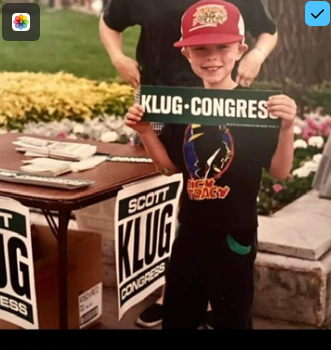LostInMiddlePod's tweet photo. If you've ever run for office, you wake up after the election and think of all the folks who volunteered for your campaign. All across America that's happening today for candidates who won and those that loss.
I remember my volunteers spray painting stencils on sheets of plywood in an auto body shop to later post them in farm fields on a cold Wisconsin fall morning. The never ending stream of strangers who stuffed envelopes filled with flyers boosting the campaign.  The new friends who opened up their homes to throw fundraisers some packed with people wall to wall--and some with a few lonely souls who thought a long shot Republican could knock off a 32-year incumbent in Democratic Madison. Many of those same people showed up again in the next 3 election cycles before I bowed out keeping my term limit pledge. I never felt that I adequately thanked all of them. And that's a photo of my oldest son dragged in to volunteering. The one who turned 40 on election day.