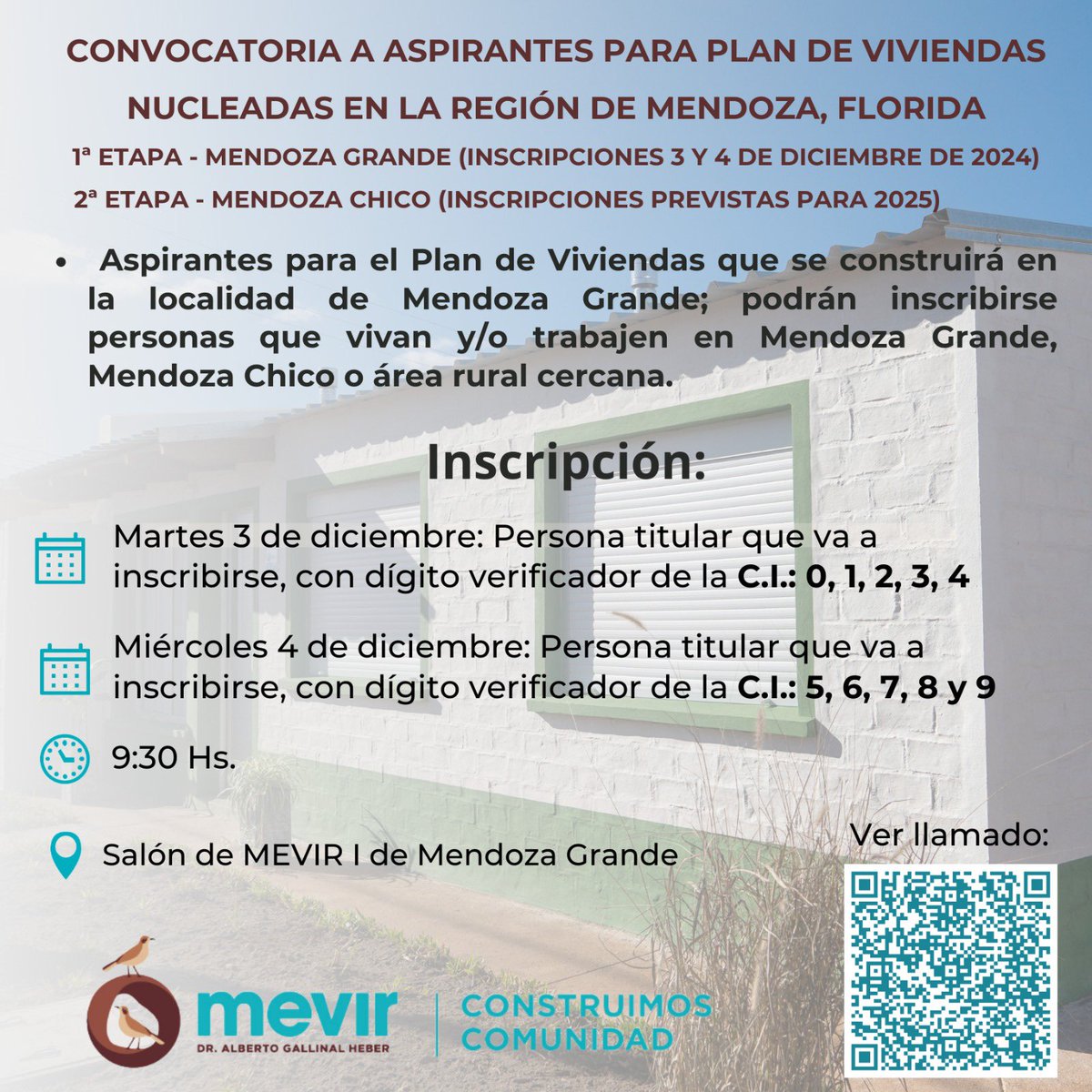 alvaro_chacho's tweet photo. Atención a los vecinos de Mendoza!
Aquello que se peleó durante décadas será una realidad. 
Llamado de @MevirOficial para Mendoza. 
Florida sigue avanzado en materia de vivienda, y aquella lucha que comenzamos junto a varios vecinos da sus frutos. https://t.co/Hjg2D82tQP