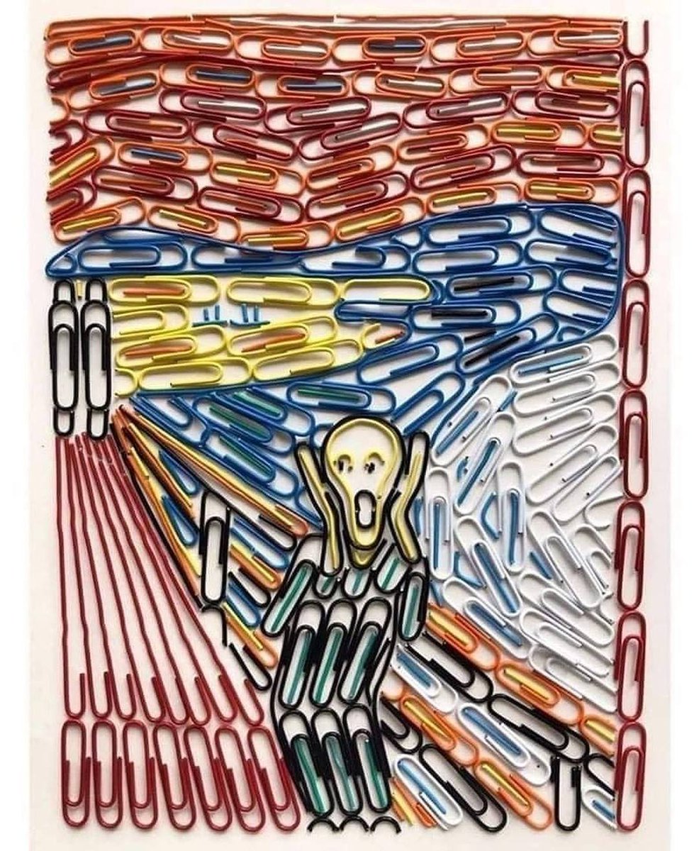 EnsedeCiencia's tweet photo. "El grito", de Edvard Munch, plasmado en clips. https://t.co/poICmgwEpv