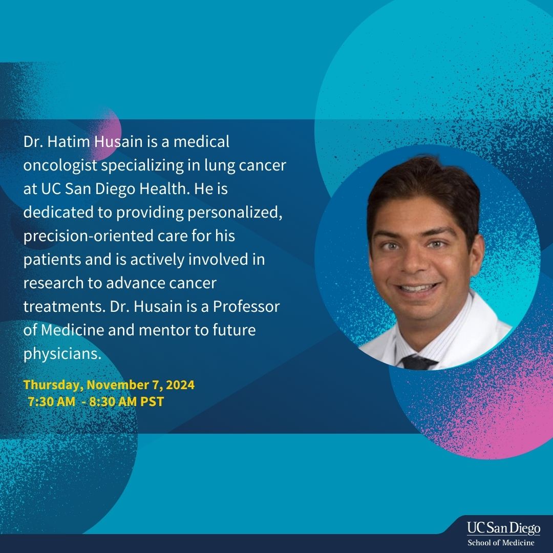 UCSD Pulmonary, Critical Care, Sleep, & Physiology (@ucsdpccm) on Twitter photo Today! We welcomed Hatim Husain, M.D. to Grand Rounds! #MedTwitter #lungcancer
<a href="/UCSDMedSchool/">UC San Diego School of Medicine</a> <a href="/HatimHusainMD/">Hatim Husain</a> <a href="/UCSDCancer/">UC San Diego Health Moores Cancer Center</a>
<a href="/UCSDHealth/">UC San Diego Health</a> Today! We welcomed Hatim Husain, M.D. to Grand Rounds! #MedTwitter #lungcancer
<a href="/UCSDMedSchool/">UC San Diego School of Medicine</a> <a href="/HatimHusainMD/">Hatim Husain</a> <a href="/UCSDCancer/">UC San Diego Health Moores Cancer Center</a>
<a href="/UCSDHealth/">UC San Diego Health</a>