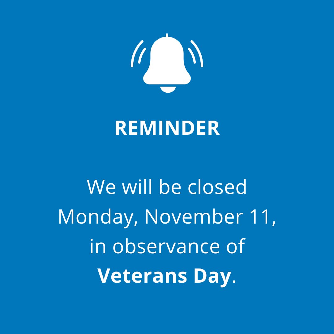 Don't forget... We will be closed on Monday, November 11, in observance of Veterans Day. #ValleyStarCU #VeteransDay #Holiday