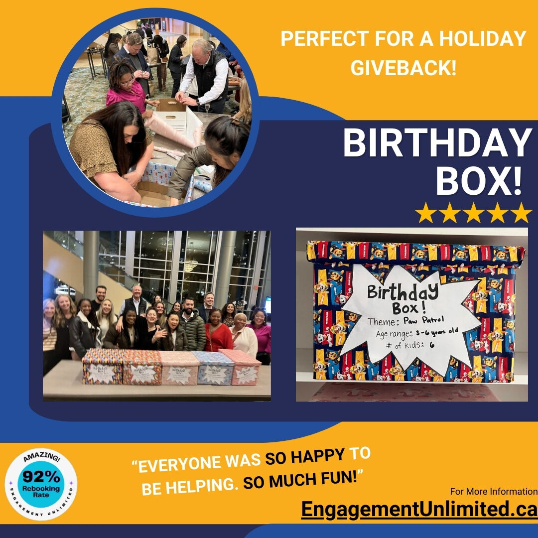 Party in a Box: Birthday Box!

Perfect for a Holiday Giveback ❤️ 

Engagement Unlimited... where Engagement Meets (Birthday Party) Fun!