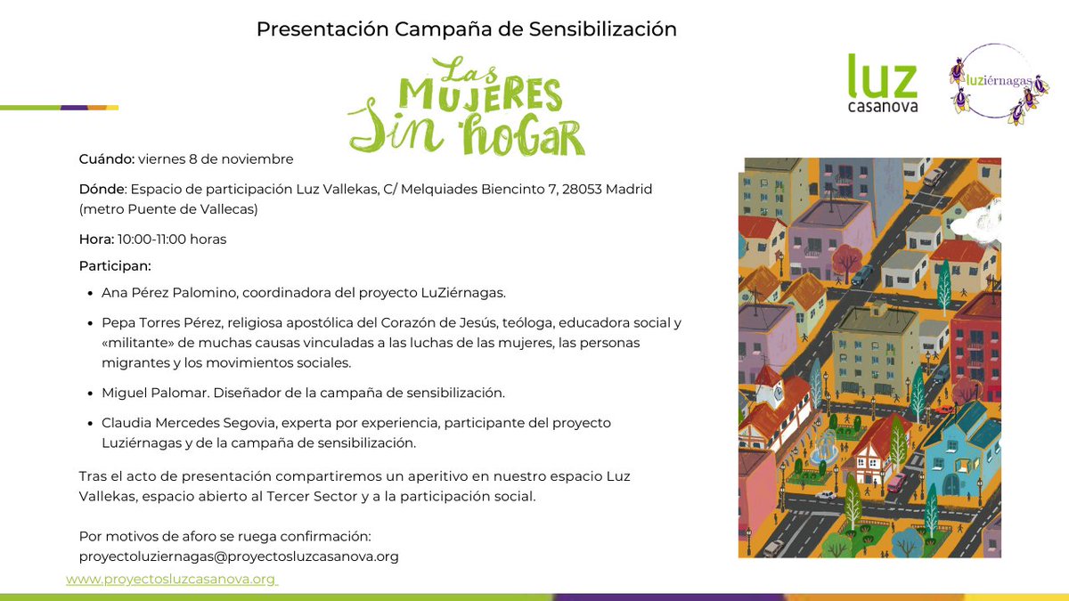 FundacionLuzCasanova (@f_luzcasanova) on Twitter photo Mañana 8 de noviembre te propondremos un reto #atreveteamirar a las #mujeressinhogar... una realidad que tenemos más cerca de lo que pensamos, pero que no siempre vemos. Lanzamos nuestra campaña en <a href="/LuzVallekas/">Luz Vallekas</a> .... ¿te atreves a mirar? Mañana 8 de noviembre te propondremos un reto #atreveteamirar a las #mujeressinhogar... una realidad que tenemos más cerca de lo que pensamos, pero que no siempre vemos. Lanzamos nuestra campaña en <a href="/LuzVallekas/">Luz Vallekas</a> .... ¿te atreves a mirar?