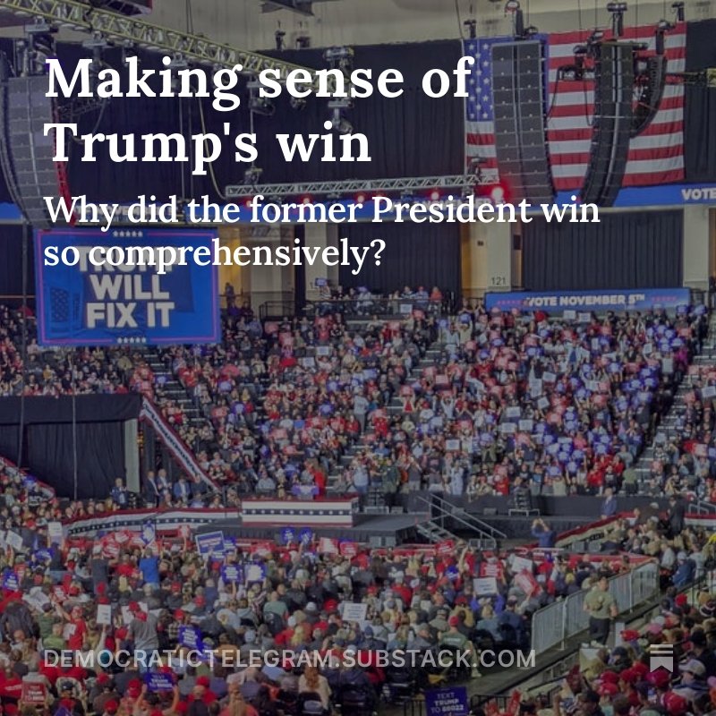 My final despatch from America, making sense of Trump's victory on Tuesday evening. 

Link below or in bio ☝️