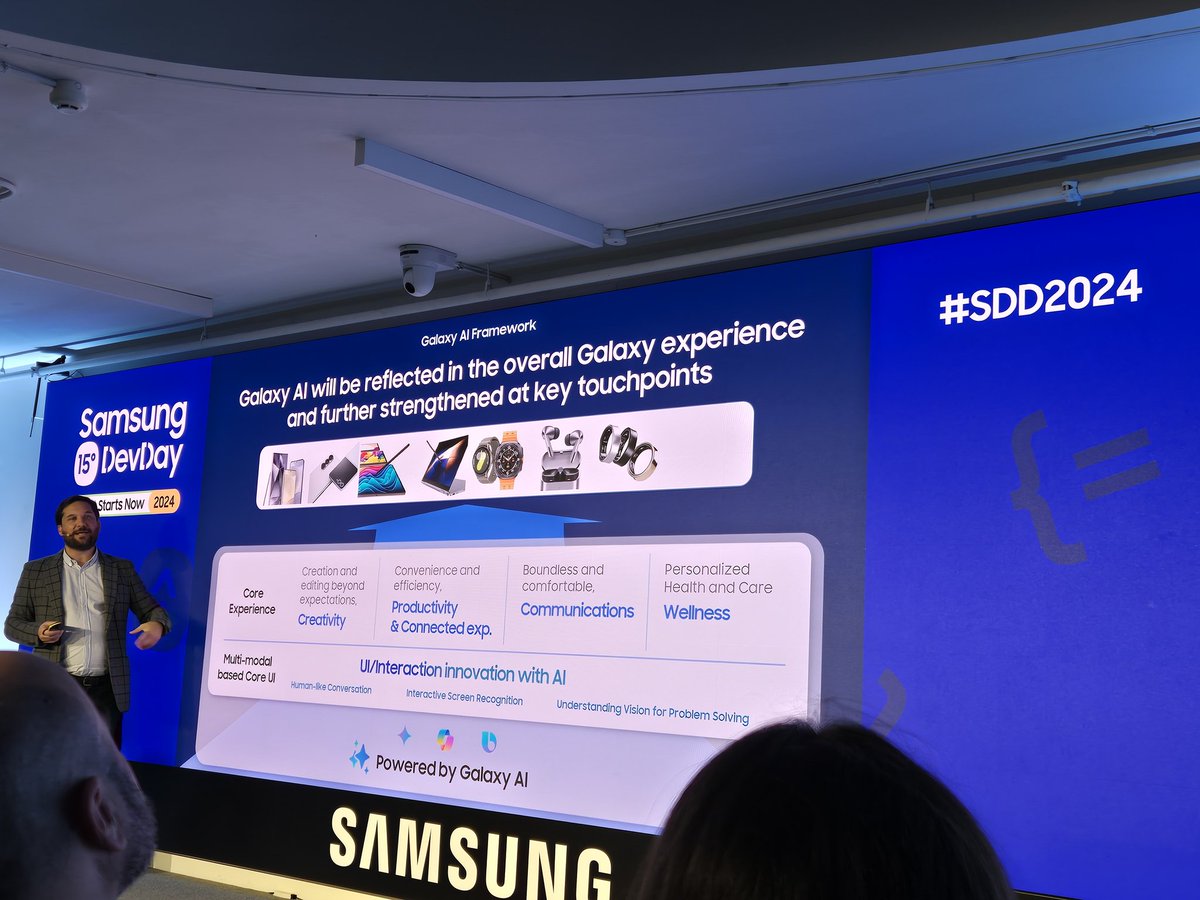 Hellfreddo's tweet photo. Galaxy AI acompaña a los usuarios del ecosistema de Samsung para una experiencia mas humana util y segura con la tecnología #SDD2024 #samsungdevspain https://t.co/b4hacInfsq