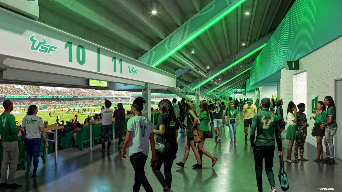 Front Office Sports (@fos) on Twitter photo USF's $340 million future on-campus stadium will break ground on Friday.
• Bull U-shaped student section
• Dedicated concessions for students
• North lawn for tailgating, live music, more
It's set to open in 2027. USF's $340 million future on-campus stadium will break ground on Friday.
• Bull U-shaped student section
• Dedicated concessions for students
• North lawn for tailgating, live music, more
It's set to open in 2027.