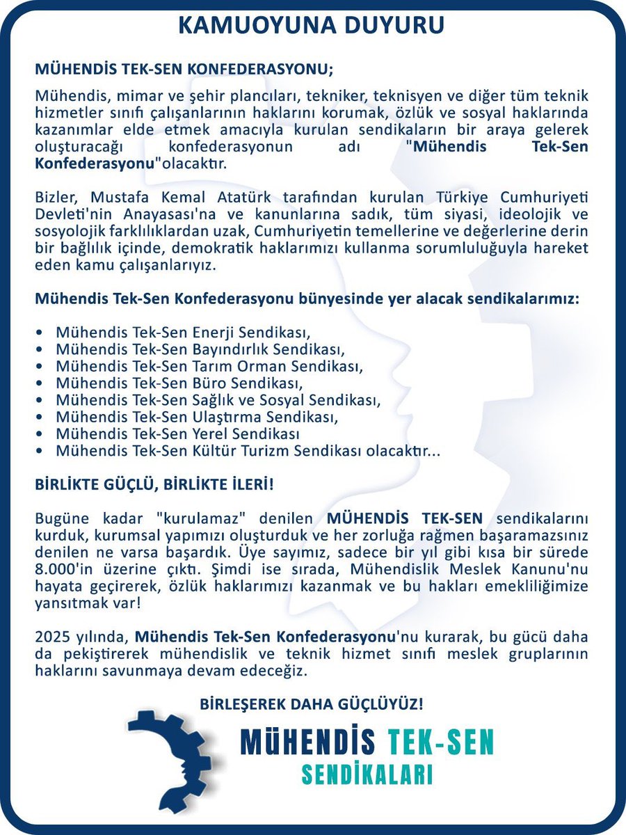 Güçlü bir mühendislik birliği, daha sağlam temeller atarak, daha verimli ve sürdürülebilir mühendislik çözümleri ortaya koyar.

#MühendislikMeslekKanunu