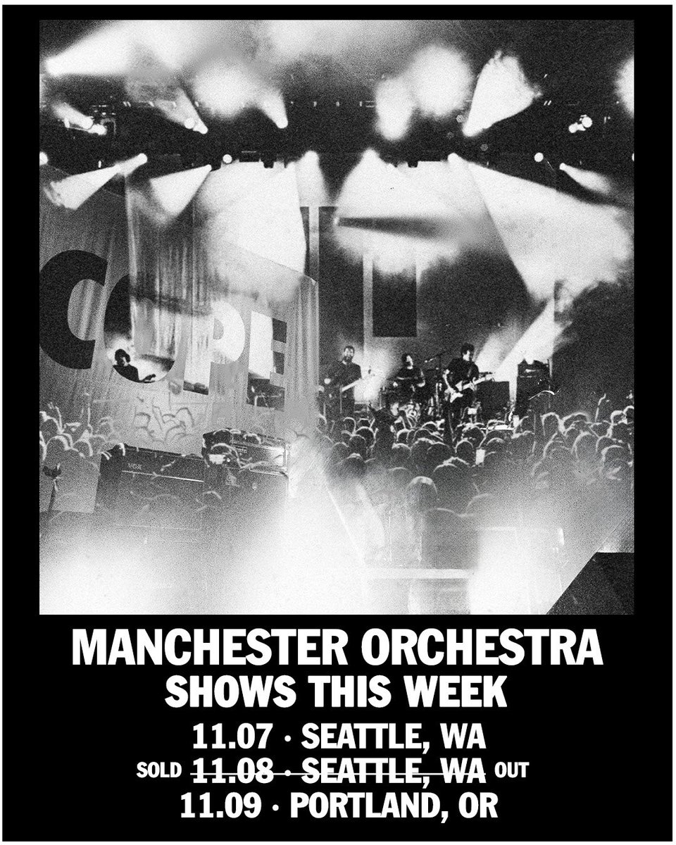 Week one of Manchester Orchestra x Thrice Co-headlining tour kicks off in Seattle tonight. Few tickets are still available at the link in bio.
