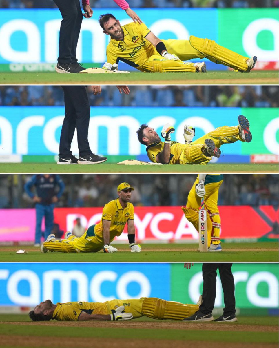 THE GREATEST WORLD CUP KNOCK ON THIS DAY LAST YEAR. 

Australia were 91/7 chasing 292 and then Glenn Maxwell took over and smashed 201* (128). He was in pain, he was barely walking, but he stood tall for Australia! 🫡🔥