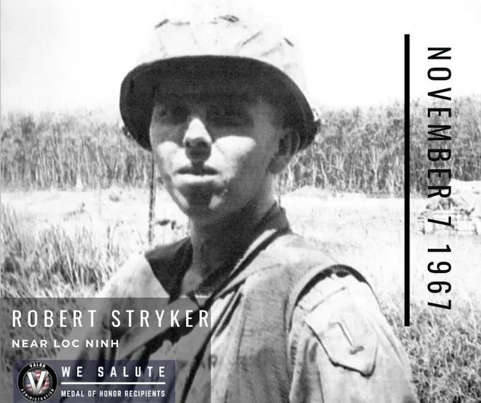 Nov 7 1967
Sp4c. Stryker observed several wounded members of his squad in the killing zone of an enemy claymore mine. With complete disregard for his safety, he threw himself upon the mine as it was detonated. 

Sp4c Stryker died 2 days before his 23rd birthday

#valorveterans