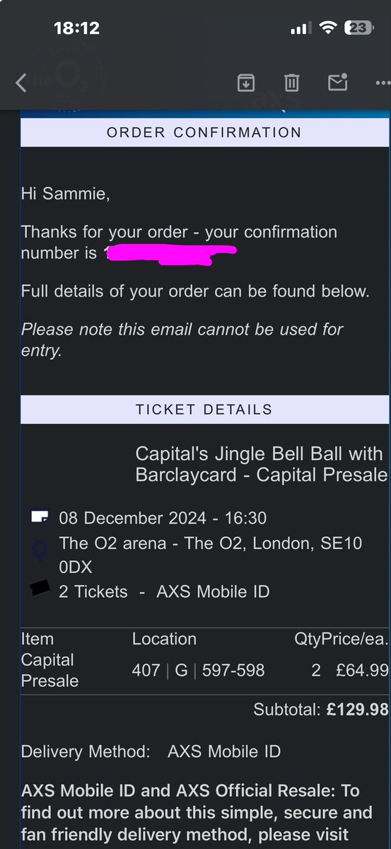 Alwaysolby's tweet photo. Selling 2 jingle bell ball tickets! Me and my partner both accidentally bought them at the same time! Selling them for £120  I spent £129🫶🏼@CapitalOfficial #jbb #jinglebellball https://t.co/t5QDPo4se1